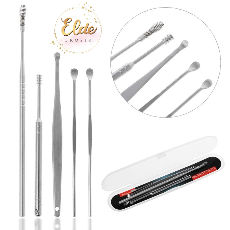 ELDE - alat pembersih telinga korek kuping stainless steel ear cleaner