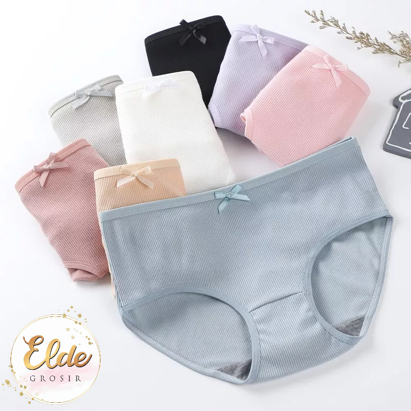 ELDE - Celana Dalam Wanita Panty Celana Dalam Nyaman CD Kolor Import Motif Pita