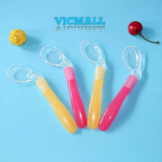 VICMALL - SENDOK MAKAN BAYI SILIKON / SENDOK BAYI SILIKON LENTUR / SPOON SILICONE BABY BPA FREE / ALAT MAKAN SENDOK