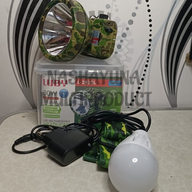 [BAYAR DI TEMPAT] SENTER KEPALA/HEADLAMP LUBY L-2835 SERIES 30 WATT LED RECHARGEABLE HEADLIGHT