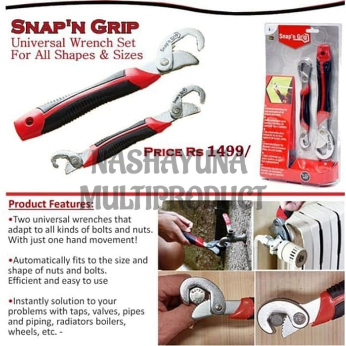 Promo!!! Snap N Grip Kunci Pas Universal Komplit 1 Set Stainless Steel