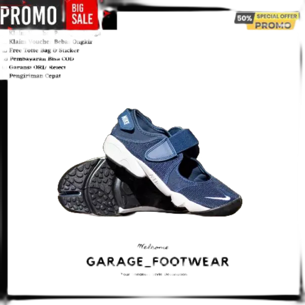 SEPATU SENDAL NIKE AIR RIFT NAVY WHITE ORIGINAL 100% - NIKE ORIGINAL 100%