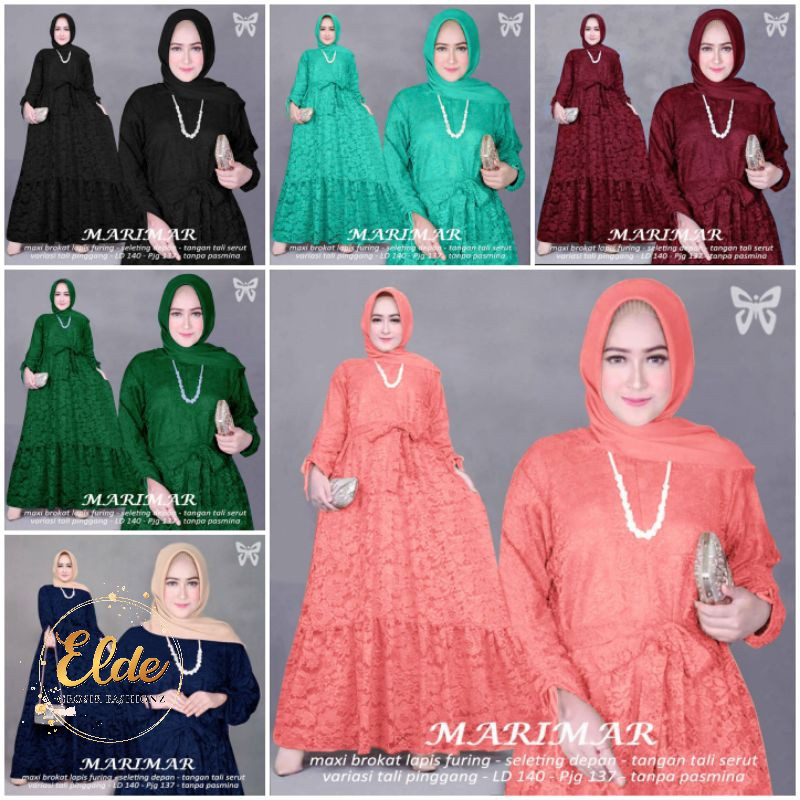 ELDE 5 - Marimar JUMBO DRESS L - XL - 3XL - 5XL Maxi GAMIS BRUKAT Jumbo lapis furing  MAXI Busui tangan serut