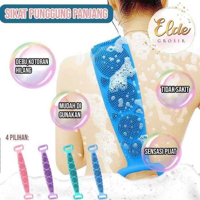 ELDE - Alat Sikat Punggung Silikon Mandi Penggosok Pembersih Scrubber / Sabuk Silicon Scrubber