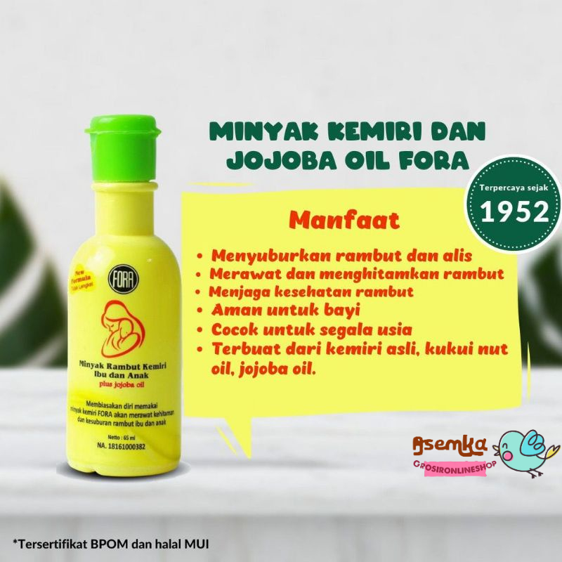 Minyak Kemiri Penumbuh Rambut Fora Jojoba Oil 65ml