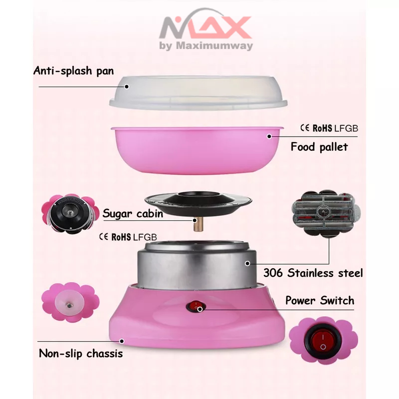 Mesin pembuat Gulali permen kapas food grade listrik 220V Mesin Arum Manis mudah dibersihkan cepat praktis kompor listrik pembuat permen kapas 500W 220V listrik PLN Electric DIY Sweet Cotton Candy Maker Marshmallow Machine Cotton Sugar Floss Machine