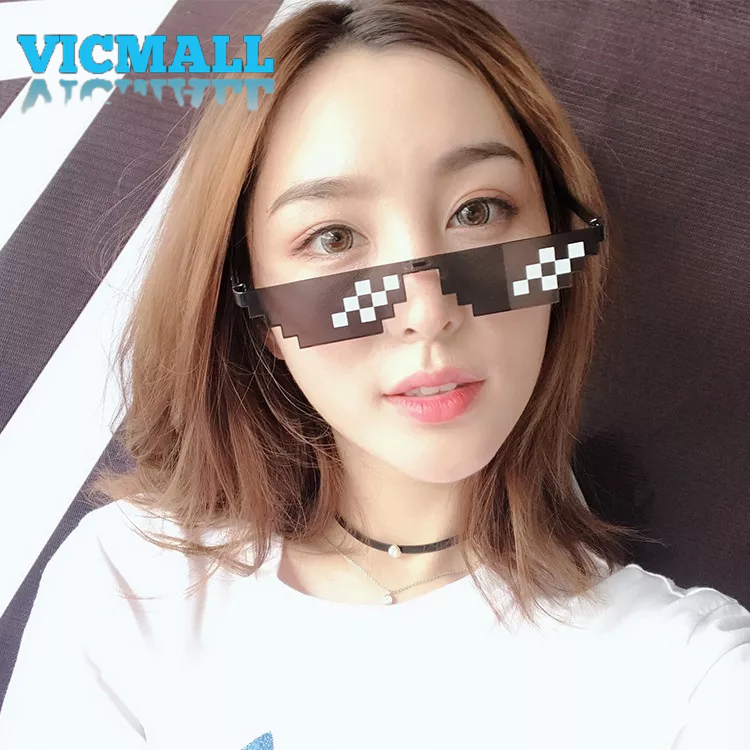 VICMALL - Kacamata Hitam Pria Wanita Model Thug Life Mosaic Kacamata Gaming Kacamata Minecraft Kacamata Fashion Thug Life