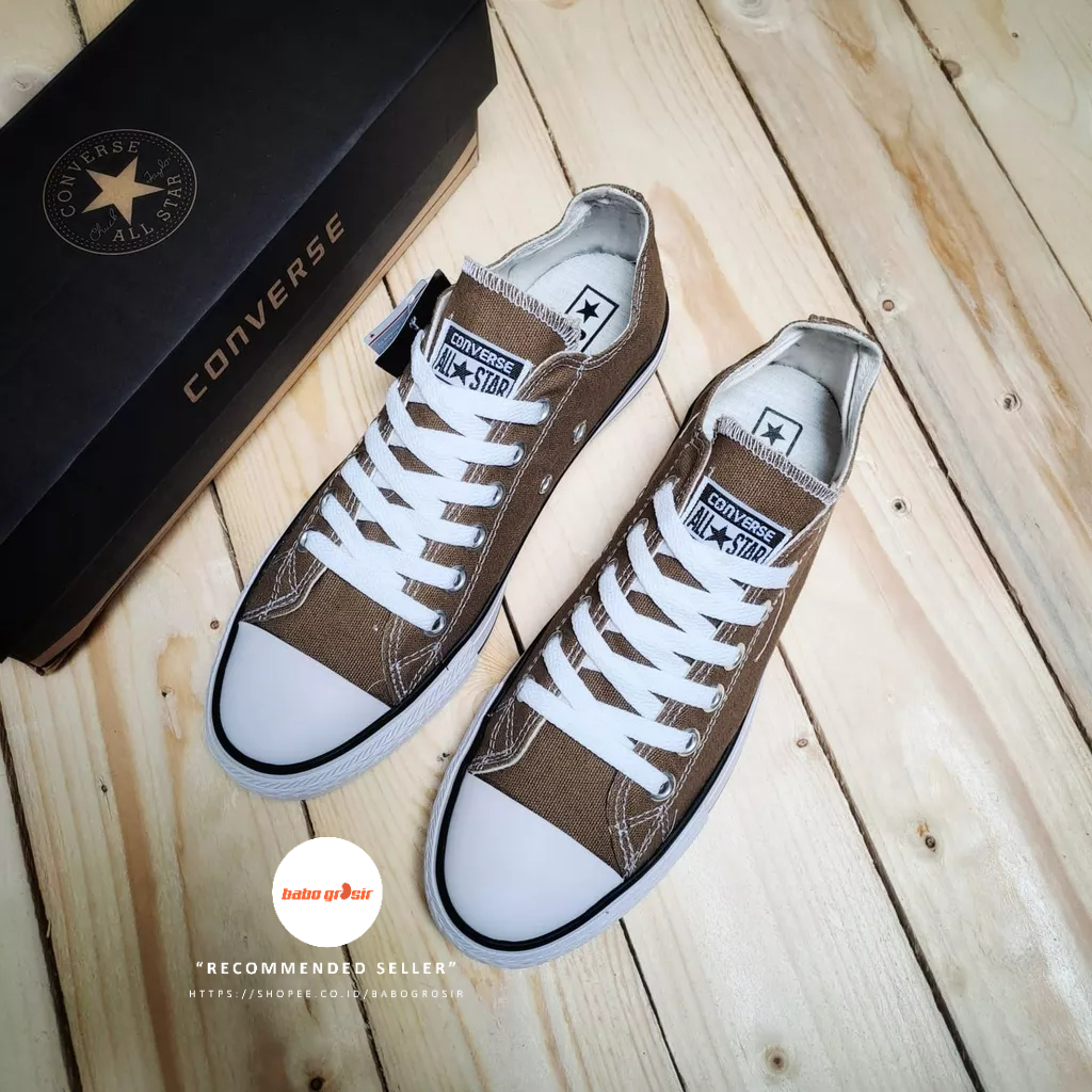 PROMO Sepatu Converse Chuck Taylor OX Classic Brown, Upper Kanvas, Tapak Rubber, Premium Import Quality Tag Made in Vietnam