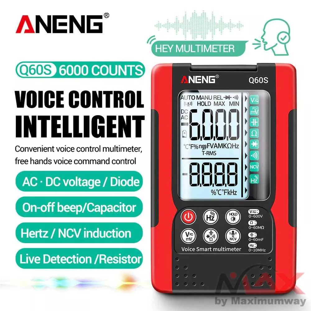 ANENG Q60S Multitester Multimeter Digital Profesional fungsi lengkap perintah suara Tester Speech Re