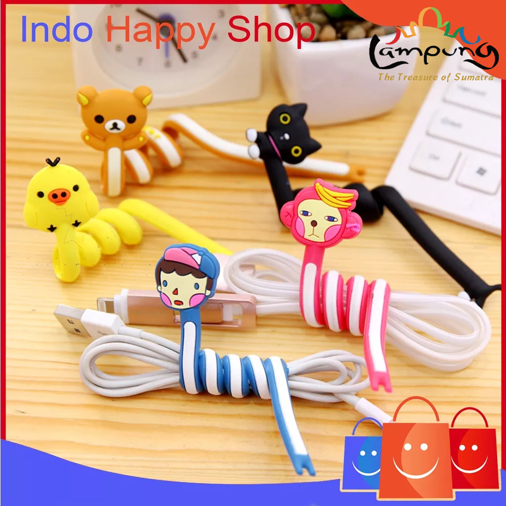 ⭐️𝐈𝐇𝐒 𝟗𝟗𝟐 𝐋𝐚𝐦𝐩𝐮𝐧𝐠⭐️Pengikat Penggulung Kabel Charger Handphone Cute Cartoon Multifungsi