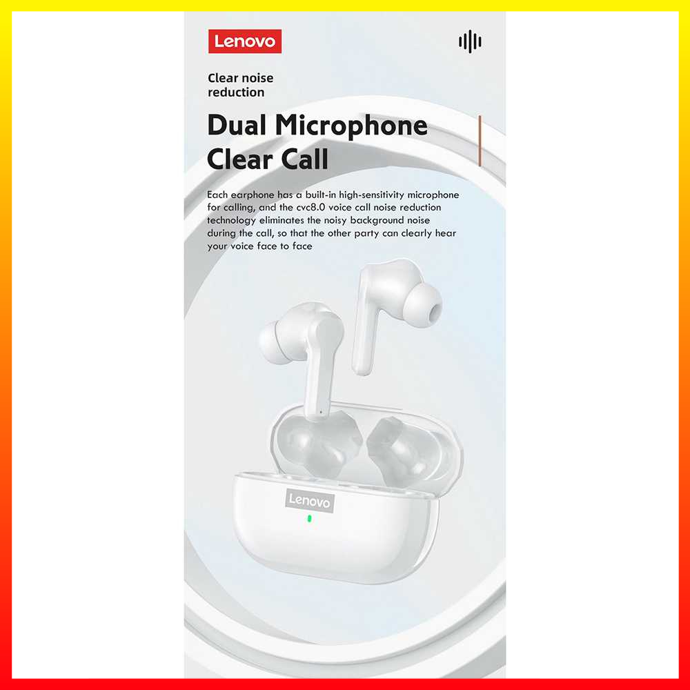 TWS Earphone Desain Airpods Headset Bluetooth 5.0 with Charging Dock USB Type C Baterai Tahan Lama Lenovo Think Plus - ILSK0QBK