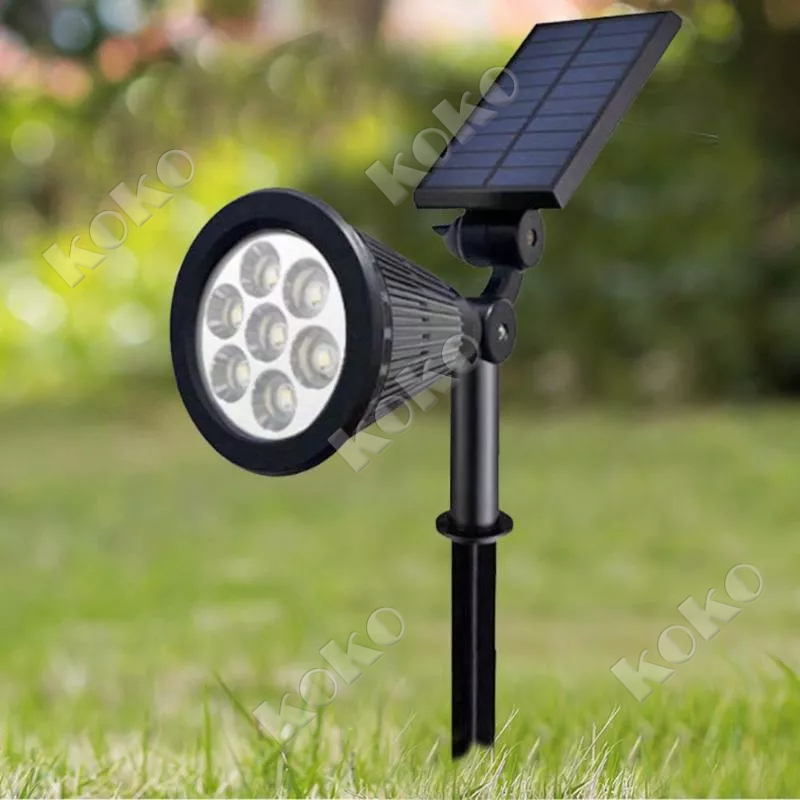 【local seller】Lampu Taman Tenaga Surya 7 LED Warna Warni Solar Cell Panel Lampu Sorot Super Terang Outdoor Lampu Energi Matahari Kebun Hias Sorot Tenaga Surya Sensor Matahari