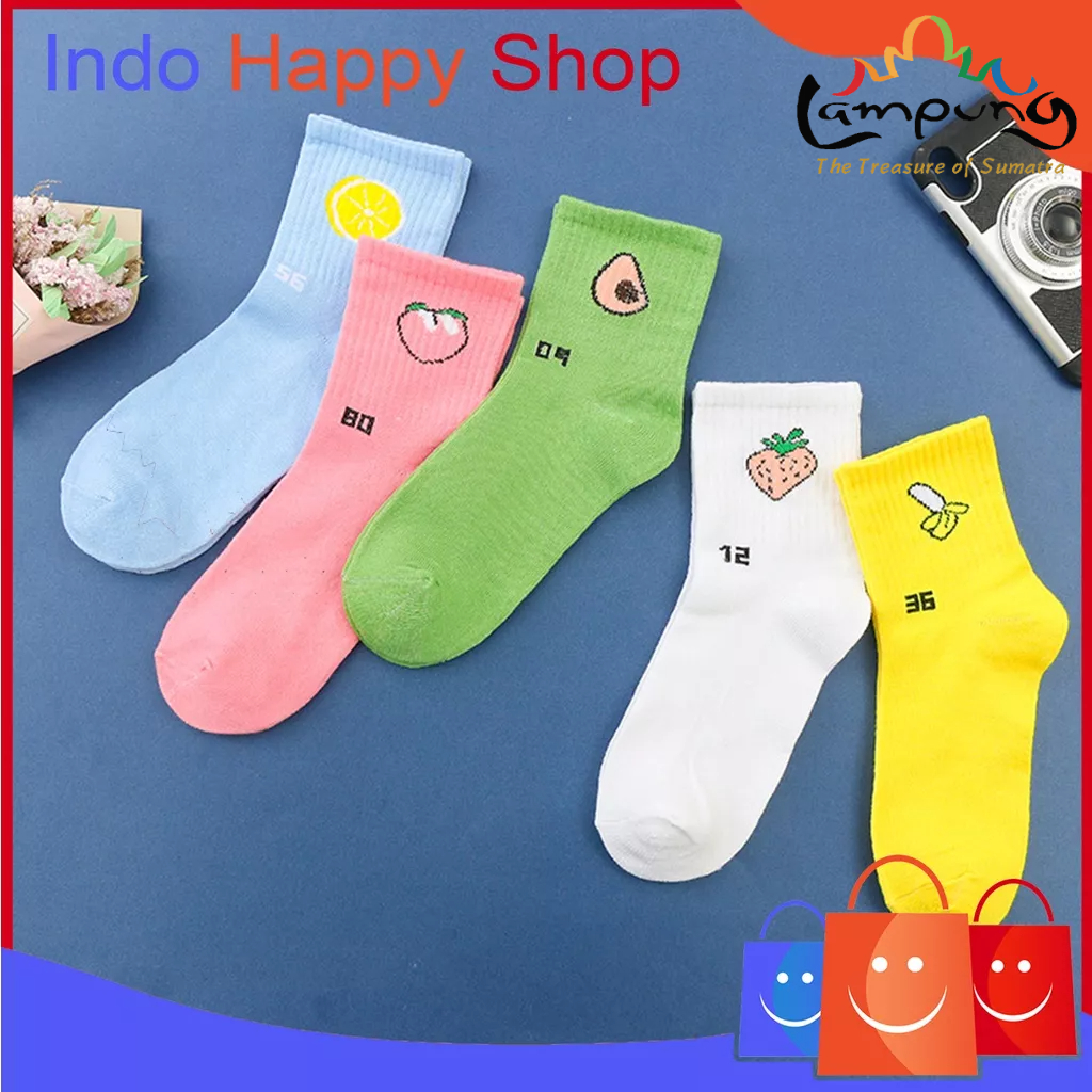 ⭐️𝐈𝐇𝐒 𝟕𝟗𝟓 𝐋𝐚𝐦𝐩𝐮𝐧𝐠⭐️Kaos Kaki Pria Wanita Motif Buah Buahan Kaos Kaki Panjang Japanese Fashion