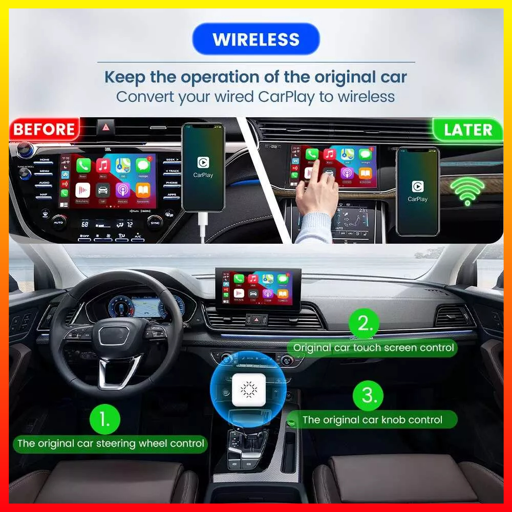 Modul Kotak CarPlay Berkabel ke Nirkabel Dongle Adapter Bluetooth Head Unit Ios Android Carlinkit CPC200-U2W - 7CRS2RWH