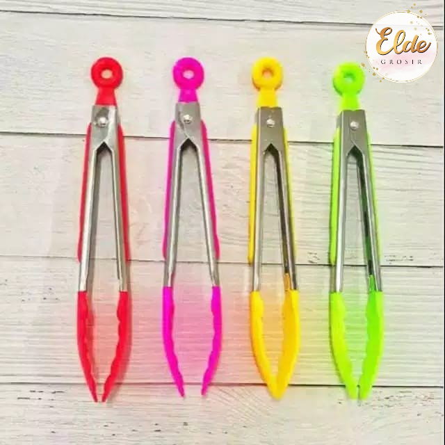 ELDE - CAPITAN /PENCAPIT MAKANAN KUE/FOOD TONGS STAINLESS+SILICON