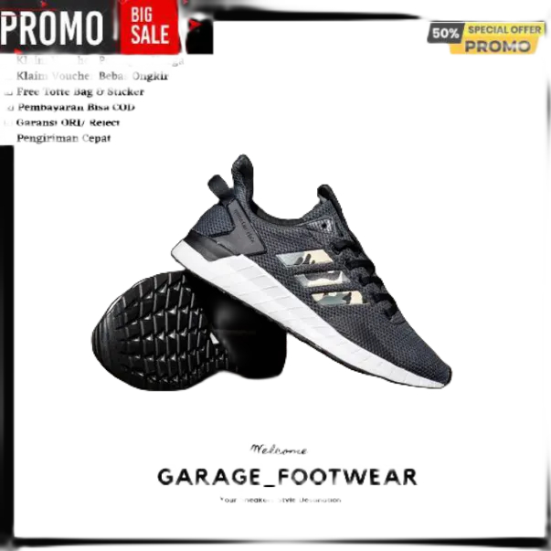 PROMO ADIDAS QUESTAR RIDE BLACK LIST CAMO ORIGINAL 100% - SEPATU PRIA - SEPATU ADIDAS ORIGINAL 100% 