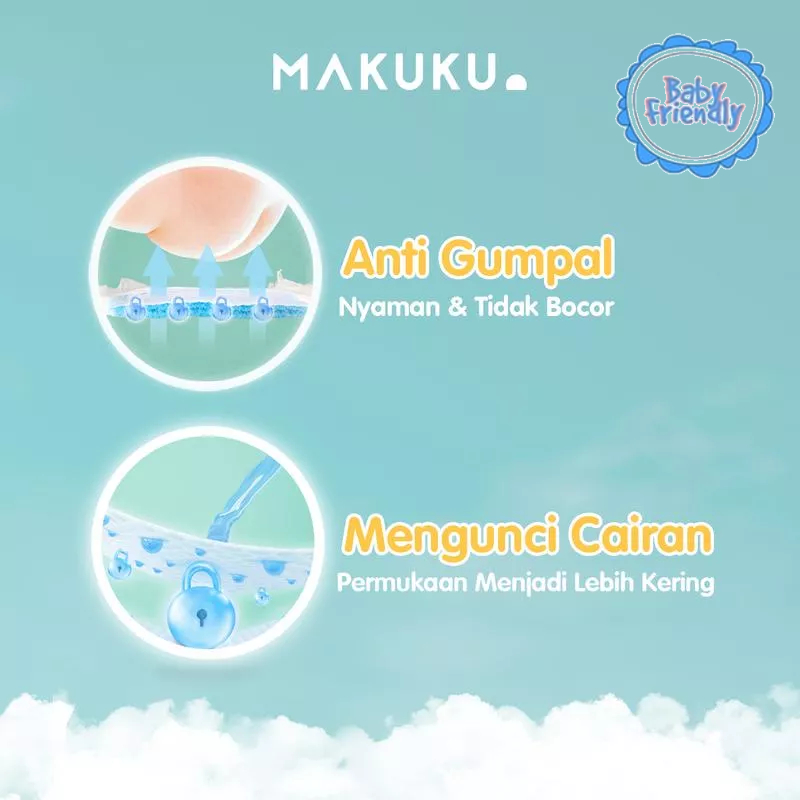 [BabyFriendly] MAKUKU SAP Diapers Comfort Fit Tape NB32 S30 M28 L26 L34 XL24 XXL22 Popok bayi Tipis SAP anti gumpal cepat kering