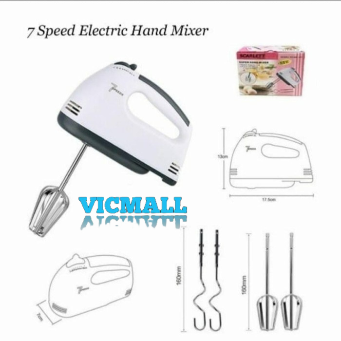 VICMALL - Super Hand Mixer, Pengaduk 7 Kecepatan Otomatis - Free 4 Buah Alat Pengocok / Mixer