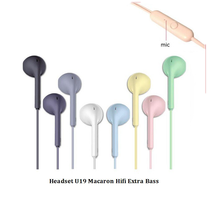 Handsfree U19 Macaron / Headset U19 Macaron / Earphone U19 Macaroon Matte Colow Hifi Extra Bass