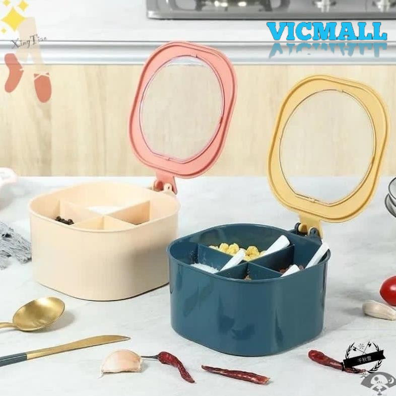 VICMALL - Tempat Kotak Bumbu Serbaguna 4 Skat Tempat Bumbu Dapur Serbaguna