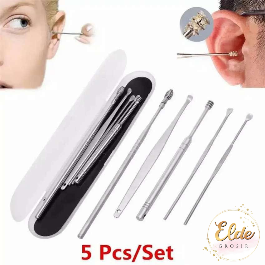 ELDE - alat pembersih telinga korek kuping stainless steel ear cleaner