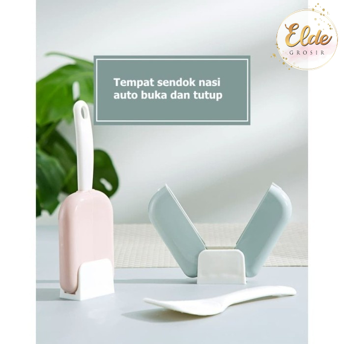 ELDE - Sendok Nasi Dengan Penutup Otomatis - Penyimpan Sendok Nasi Centong
