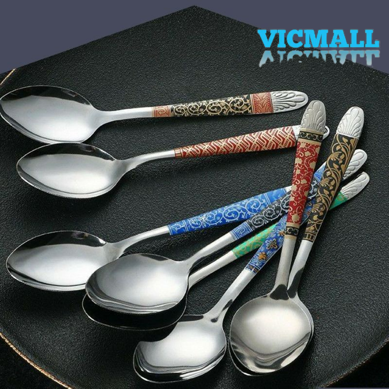VICMALL - Sendok Garpu Makan Batik Stainess 1lusin 12buah / Stainless Steel