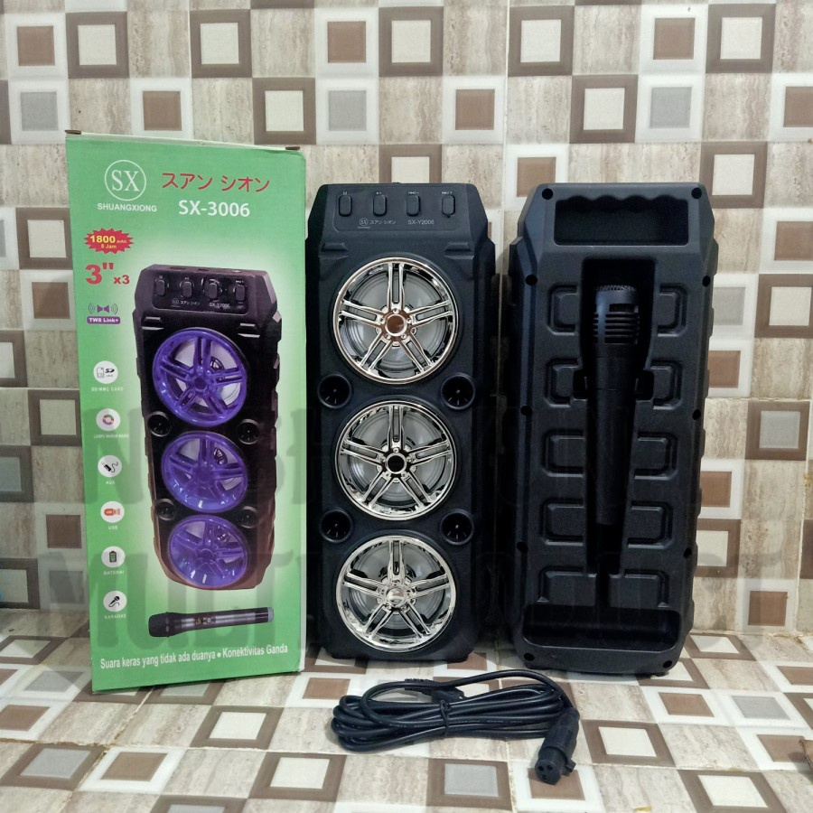 BISA COD Termurah Speaker Bluetooth Portable SX-2006 LED Bonus Mic USB Memory Card USB FM Radio Kualitas Terbaik