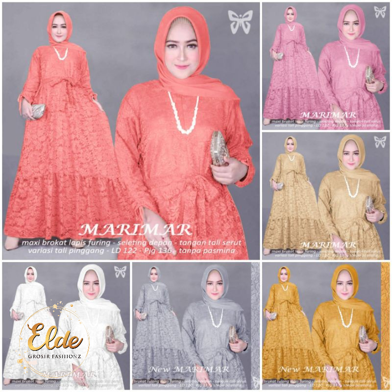 ELDE 5 - Marimar JUMBO DRESS L - XL - 3XL - 5XL Maxi GAMIS BRUKAT Jumbo lapis furing  MAXI Busui tangan serut