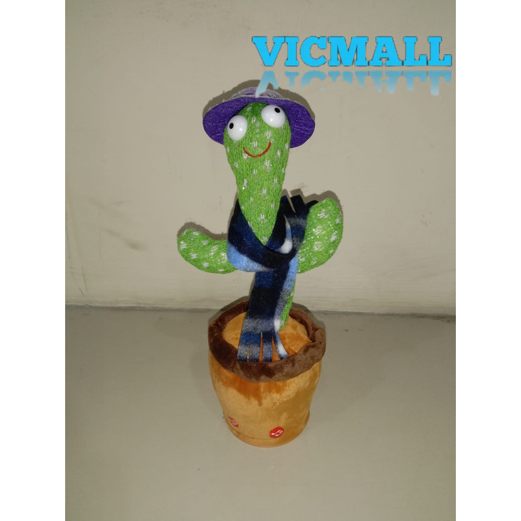 VICMALL - (MODEL CHARGER) Boneka Kaktus Bicara Menari Lampu LED Musik / Dancing Cactus Toy