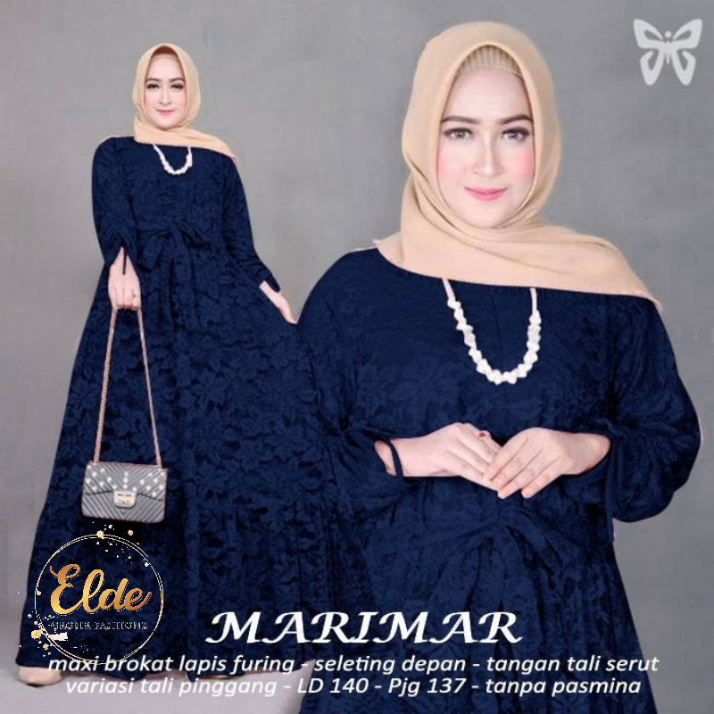 ELDE 5 - Marimar JUMBO DRESS L - XL - 3XL - 5XL Maxi GAMIS BRUKAT Jumbo lapis furing  MAXI Busui tangan serut