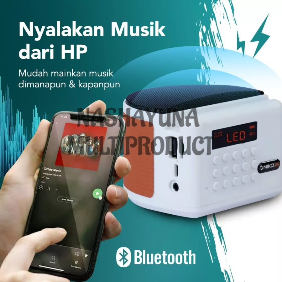 SPEAKER BLUETOOTH MINI NIKO JS-AQ MP3/RADIO SPEAKER PORTABLE