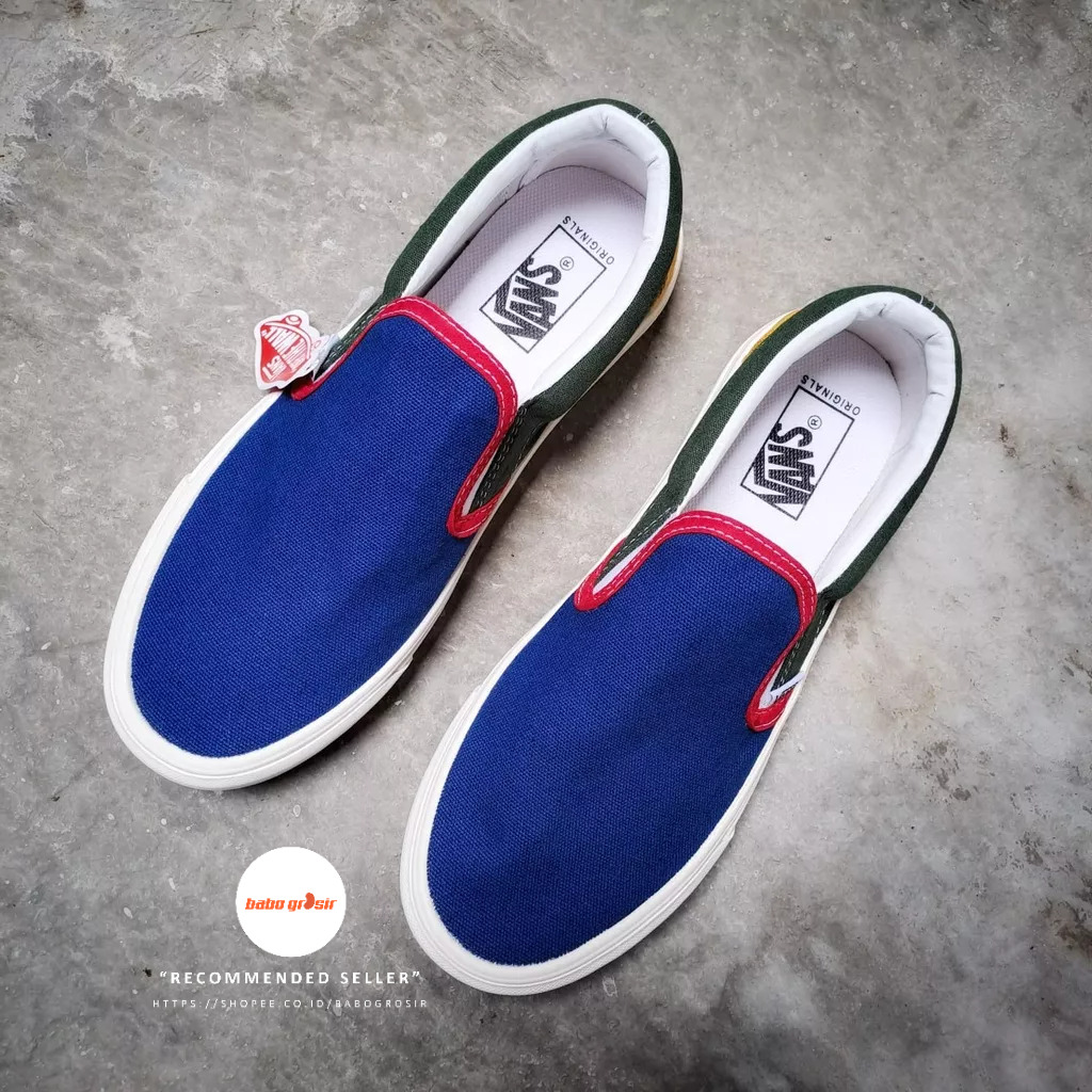 PROMO Sepatu Slip On Pria Wanita | Vans Slip On Yatch Club Blue Premium Import Quality Include Box, Upper Kanvas, Waffle DT Anti Slip, Tag Made in China. Harga Termurah disini di BaboGrosir