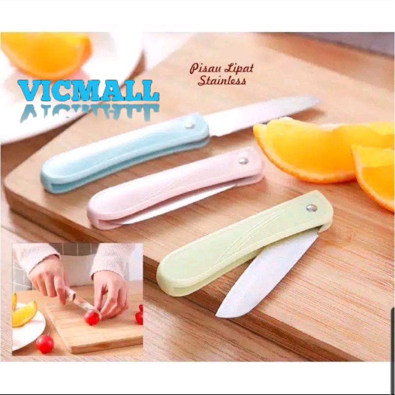 VICMALL - Pisau Lipat Stainless Gagang Plastik Pisau Dapur Lipat pisau apel buah sayur sayuran