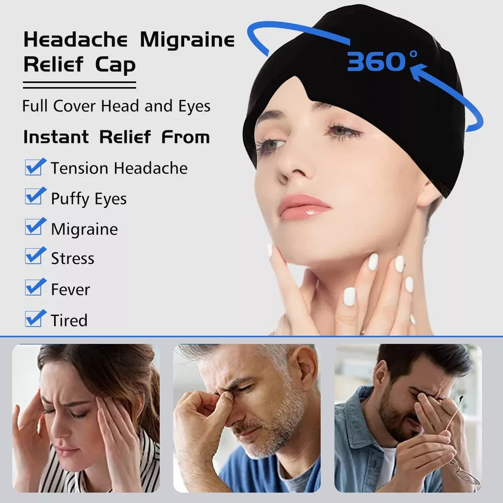 Kompres Terapi Kepala untuk Migrant Sakit kepala Pusing Sinus Stres mata lelah flu migren demam bisa Panas dan Dingin berisi gel yang menyimpan panas atau dingin dalam jangka lama kompress dingin dan panas Migraine Relief Cap For Chemo Sinus Therapy