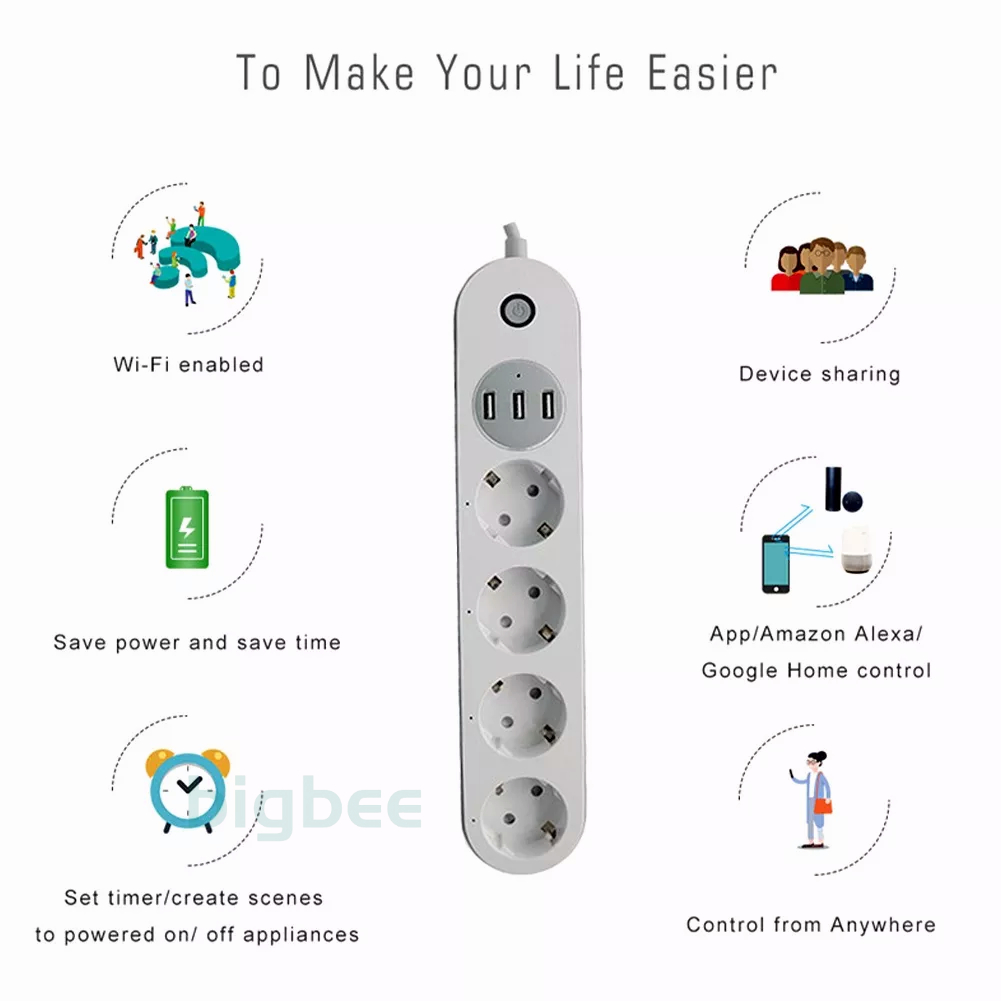 [COD] Smart Extension Power Strips (Smart Stop Kontak, WIFI)