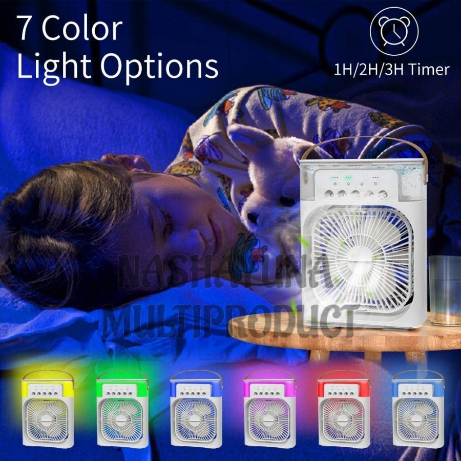 NEW PRODUCT!! Air Cooler Fan V3 7 Colors LED - Ac Mini Portable LED 600ML + Kipas