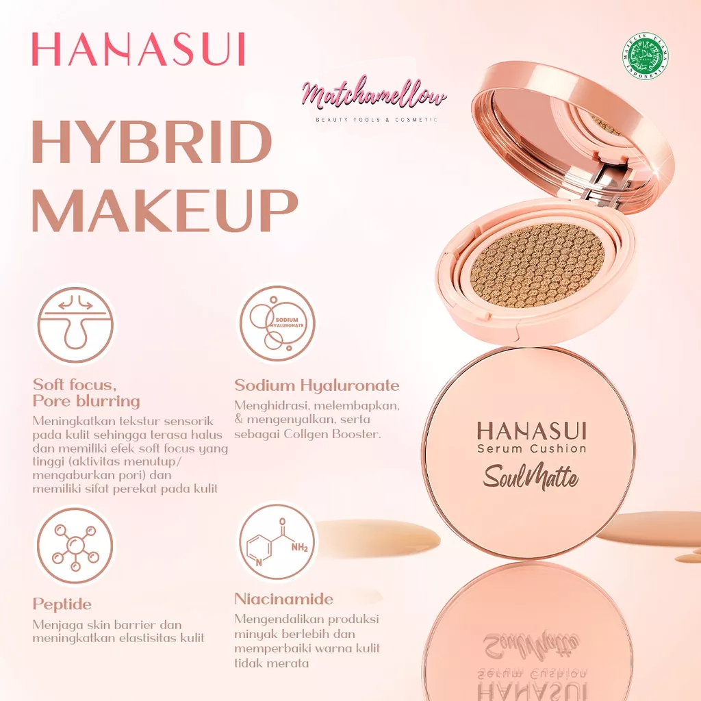 ❄️MATCHA❄️ HANASUI SERUM CUSHION SOULMATTE -BB CUSHION CREAM TOTAL COVER ORIGINAL