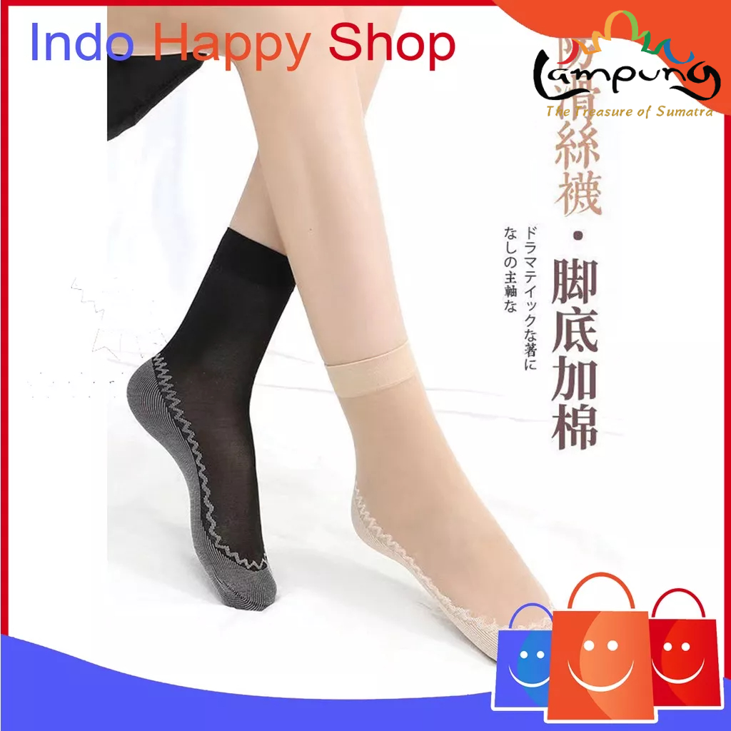 ⭐️𝐈𝐇𝐒 𝟖𝟎𝟎 𝐋𝐚𝐦𝐩𝐮𝐧𝐠⭐️Kaos Kaki Stocking Pendek Wanita Anti Licin Slip Tipis Lembut Transparan