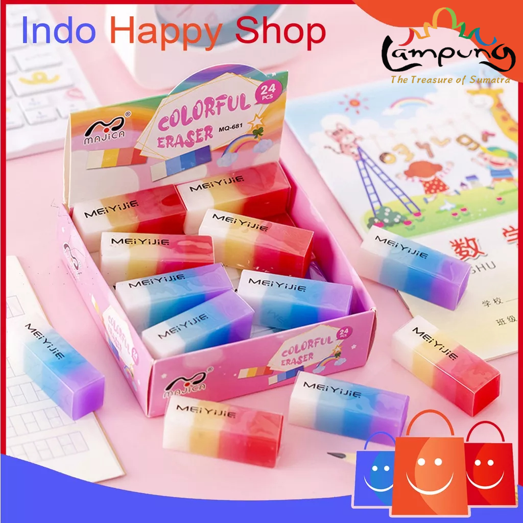 ⭐️𝐈𝐇𝐒 𝟗𝟑𝟎 𝐋𝐚𝐦𝐩𝐮𝐧𝐠⭐️Penghapus Pensil Motif Warna Warni Colorful Eraser