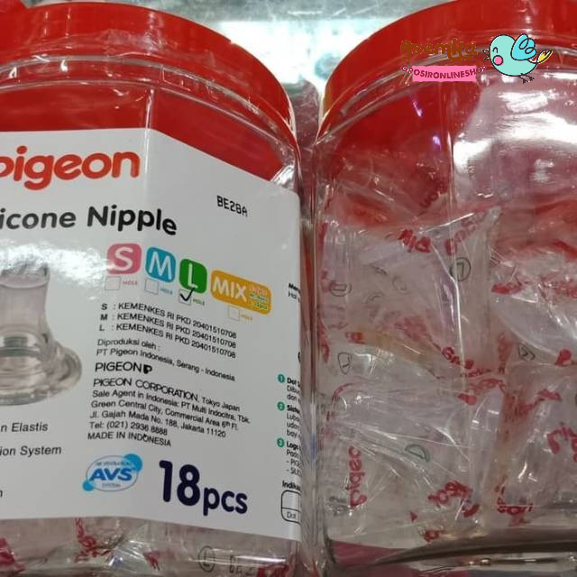 ORIGINAL ASLI Karet DOT NIPPLE PIGEON TOPLES 18pcs S/M/L silicone