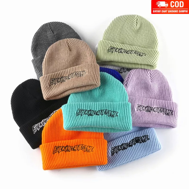 NEXTSTOP-269 Topi Beanie Kupluk Rajut Bordir Simple Unisex