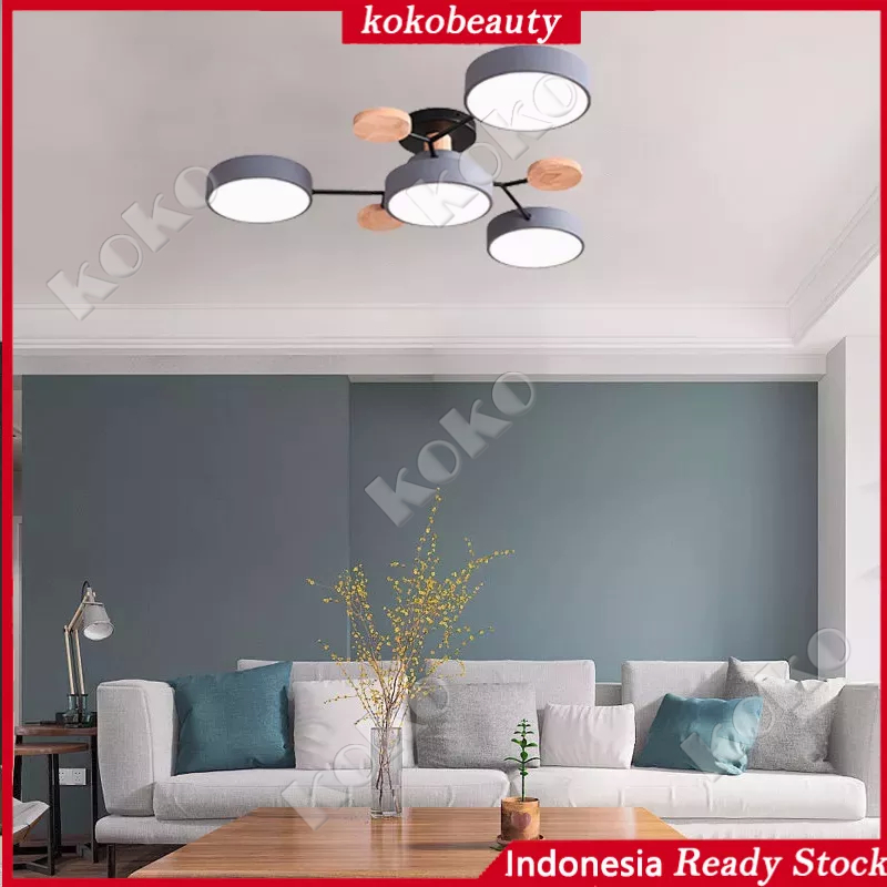 【Penjual lokal】4 Lampu Gantung 3+1 Led E27 Industrial Bahan Besi Untuk Plafon Ruang Tamu Modern minimalist chandelier (Bohlam tidak termasuk)