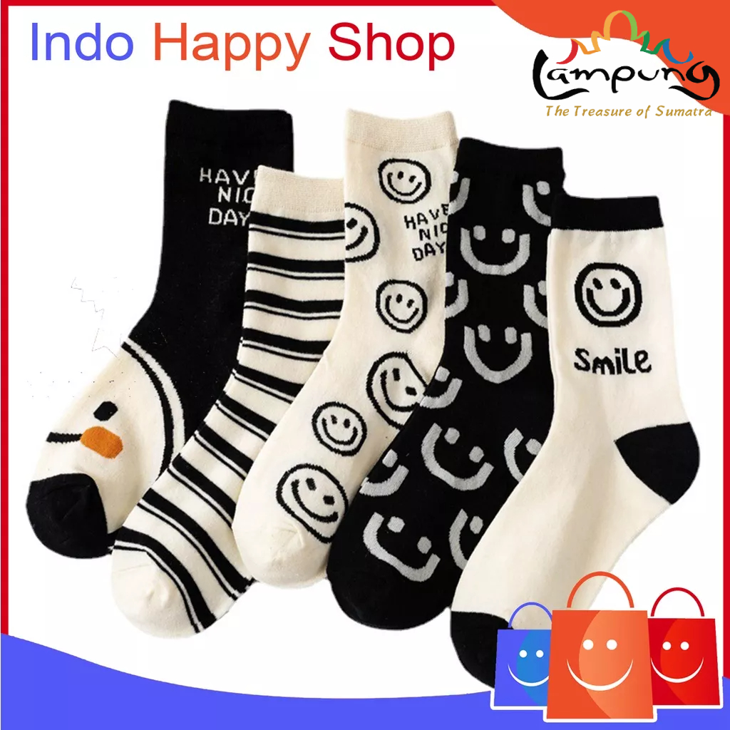 ⭐️𝐈𝐇𝐒 𝟗𝟕𝟐 𝐋𝐚𝐦𝐩𝐮𝐧𝐠⭐️Kaos Kaki Pria Wanita Kaos Kaki Panjang Smile Kantor Olahraga Fashion Korea Import