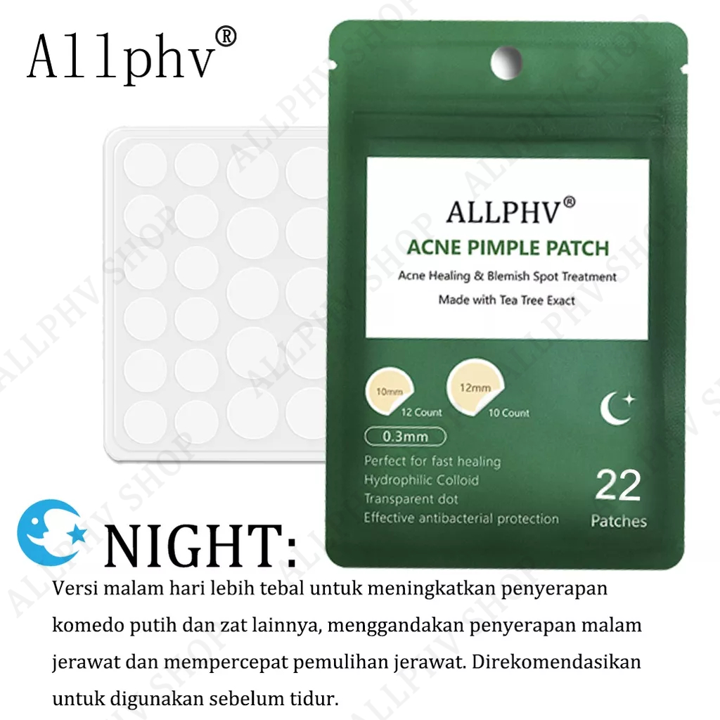 ALLPHV Acne Treatment Patches / Acne Pimple Patch Sticker 22pcs Detachable Penghilang Jerawat Stickers Day &amp; Night