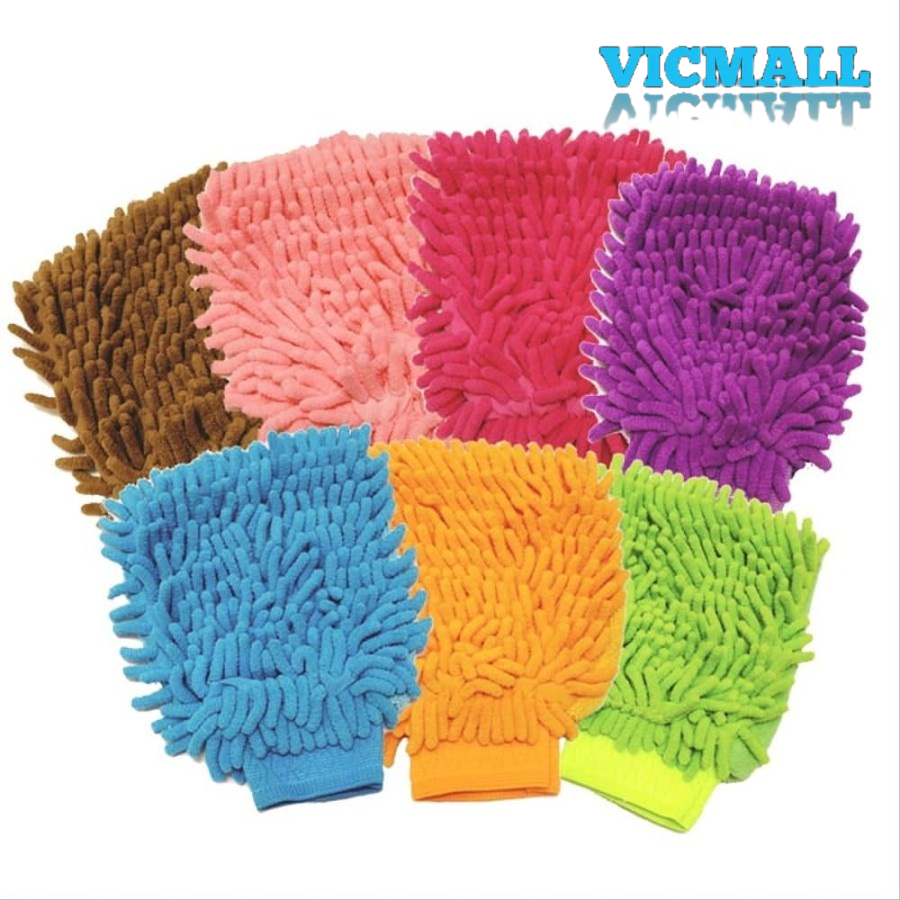 VICMALL - Sarung Tangan - Lap Tangan Cendol Microfiber Serbaguna Cuci Mobil Motor Micro Fiber 1 Sisi