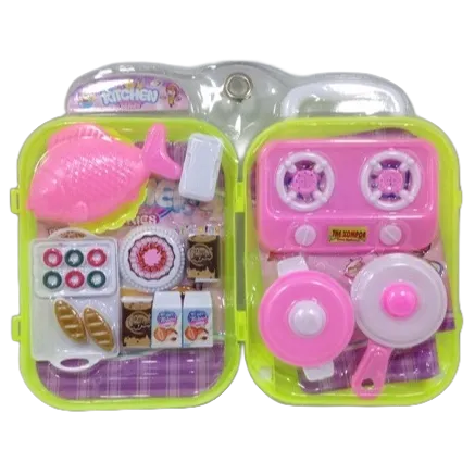 MAINAN ANAK-ANAK KOPER PERALATAN MASAK-MASAKAN KITCHEN KOMPOR PANCI TEFLON SET MAINAN ANAK PEREMPUAN