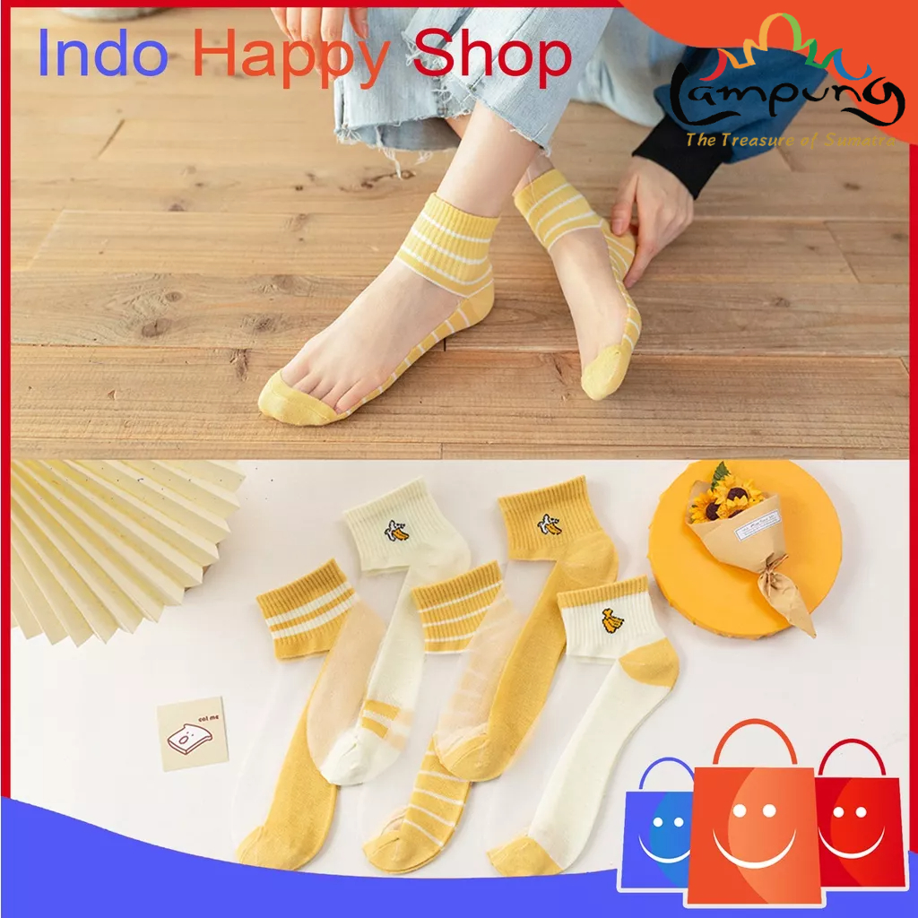 ⭐️𝐈𝐇𝐒 𝟖𝟗𝟒 𝐋𝐚𝐦𝐩𝐮𝐧𝐠⭐️Kaos Kaki Transparan Wanita Motif Pisang Fashion Socks