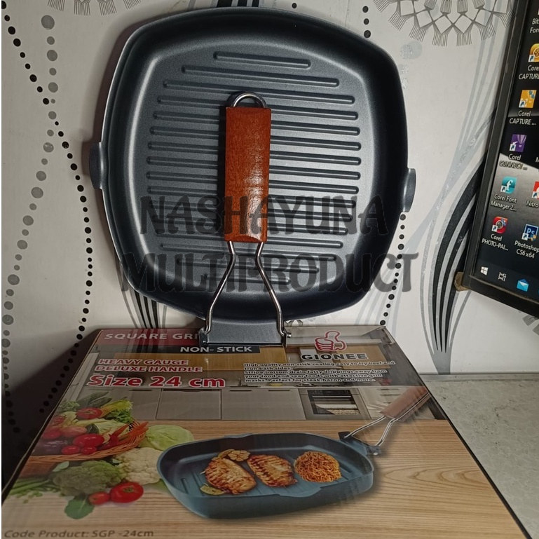 [BAYAR DI TEMPAT] SQUARE GRILL PAN UKURAN 20-24-28 CM WAJAN UNTUK PANGGANG SIMPLE DAN ANTI LENGKET