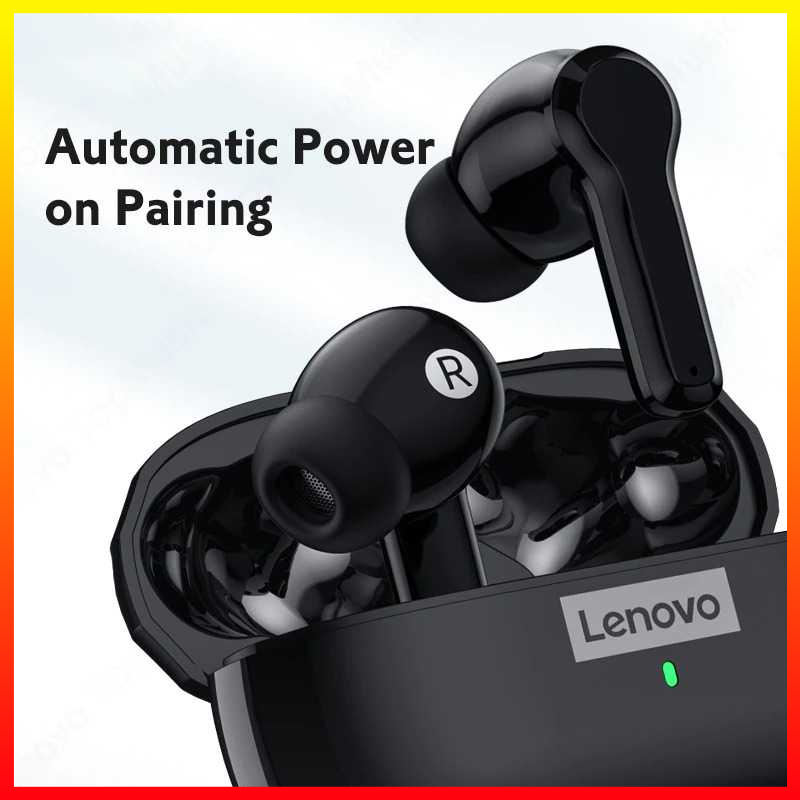 TWS Earphone Desain Airpods Headset Bluetooth 5.0 with Charging Dock USB Type C Baterai Tahan Lama Lenovo Think Plus - ILSK0QBK